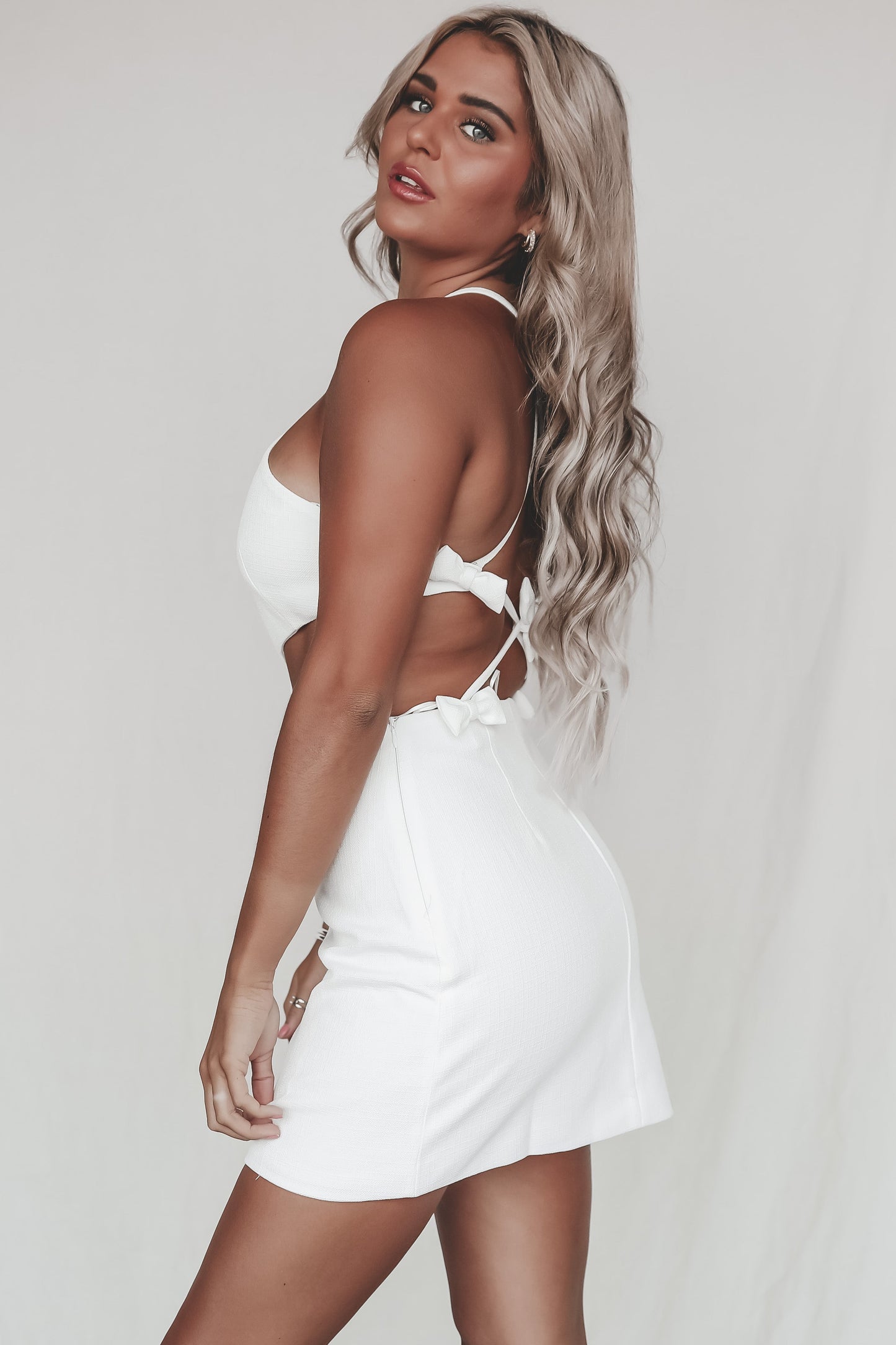 Sealed With A Bow White Backless Mini Dress